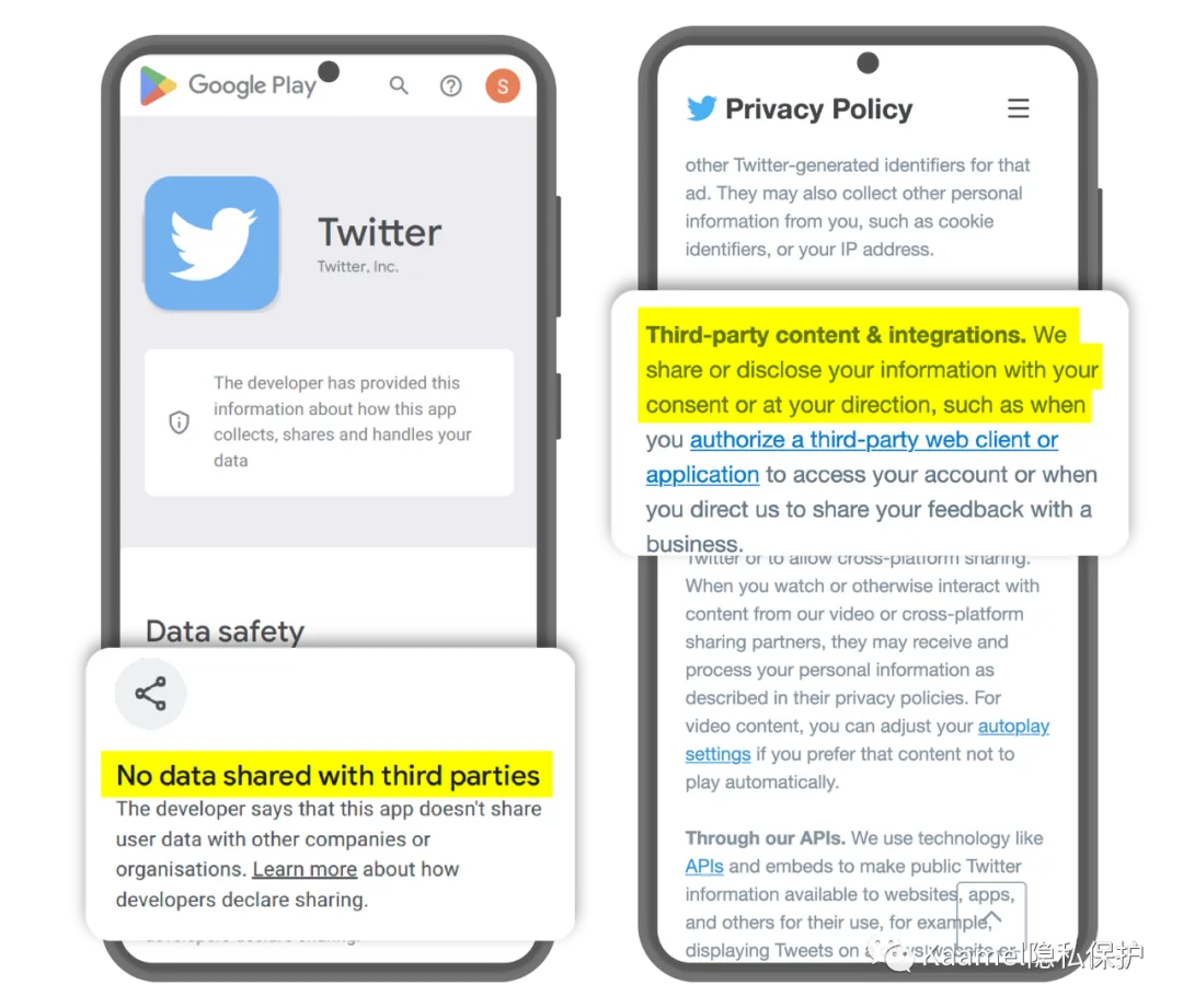 Mozilla 对比 Twitter 的 Google Play 隐私标签与其隐私政策